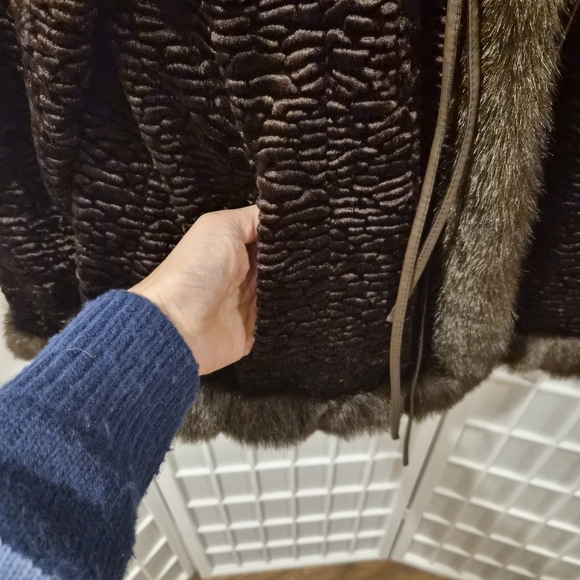 Vintage Brown Faux Fur Coat Sz L - Picture 7 of 15